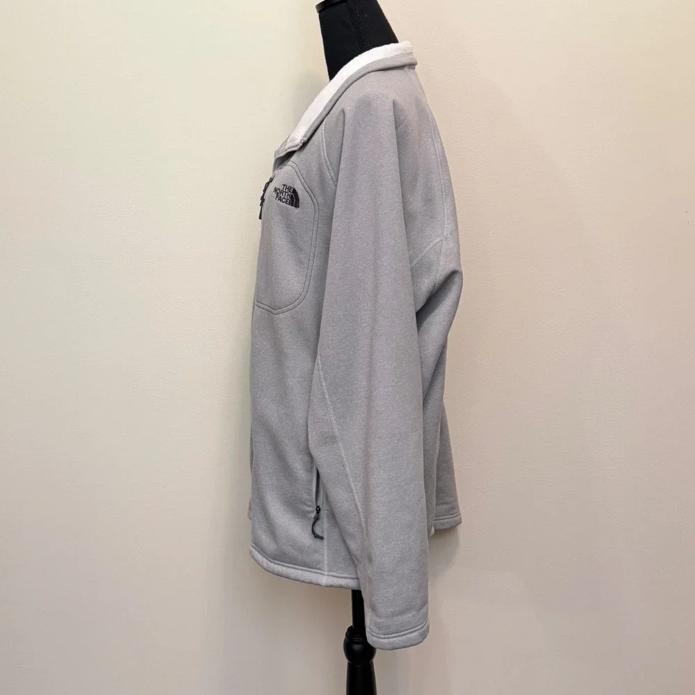 The North Face Men XXL Gray Sherpa Lined Full Zip Fleece Jacket Pockets Gorpcore